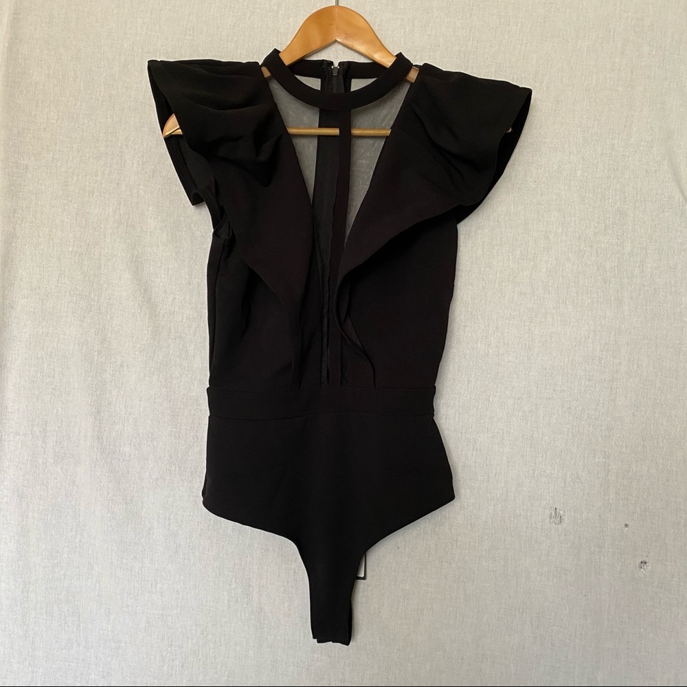 Black Ruffle Bodysuit